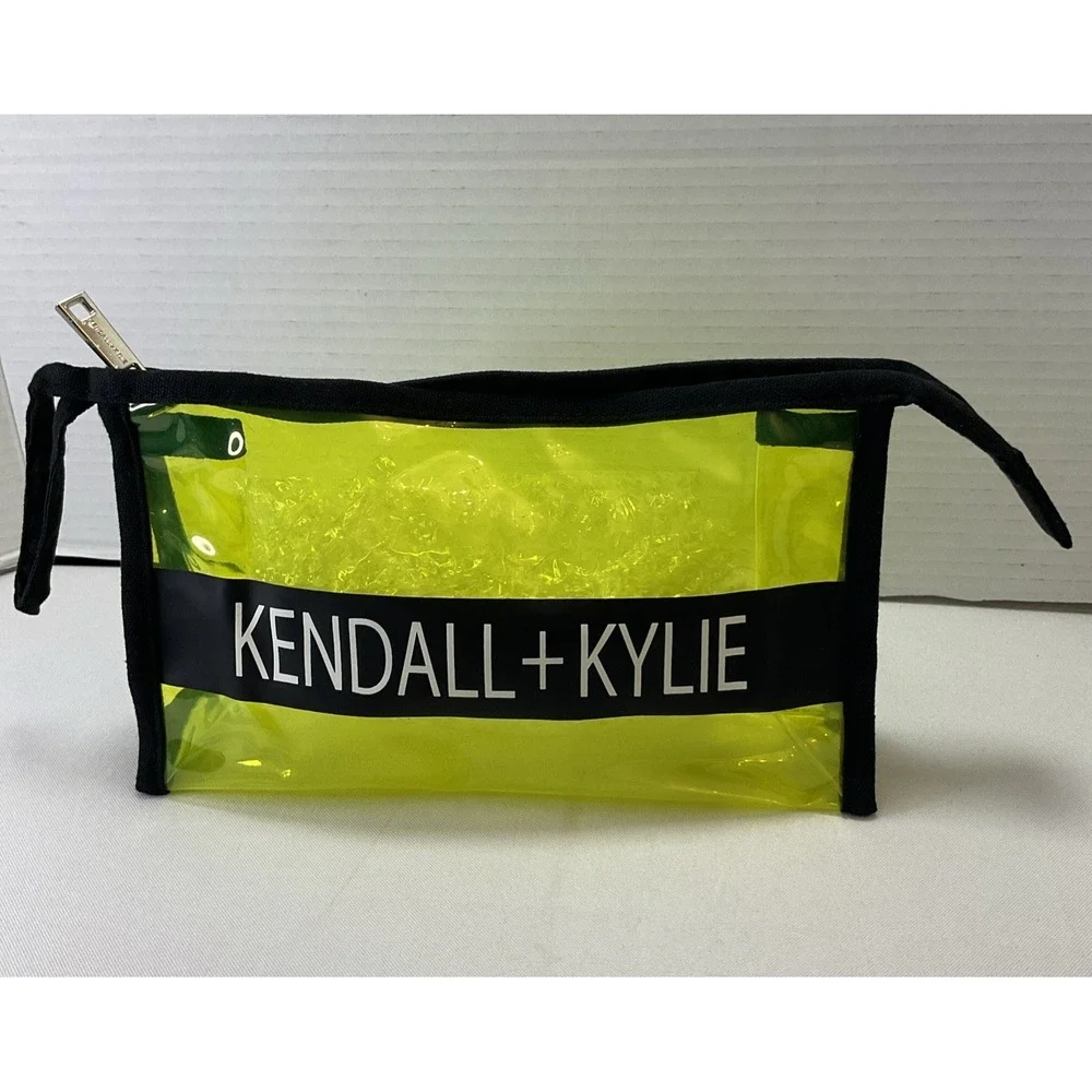 Kendall + Kylie Clear Cosmetic Bag Makeup Bag Yellow + Black NEW